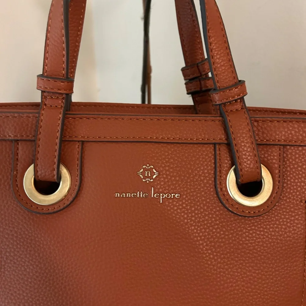 Nanette Lepore Brown Tote Bag With Gold Hardware *Crossbody Strap Not Included* - Picture 5 of 10